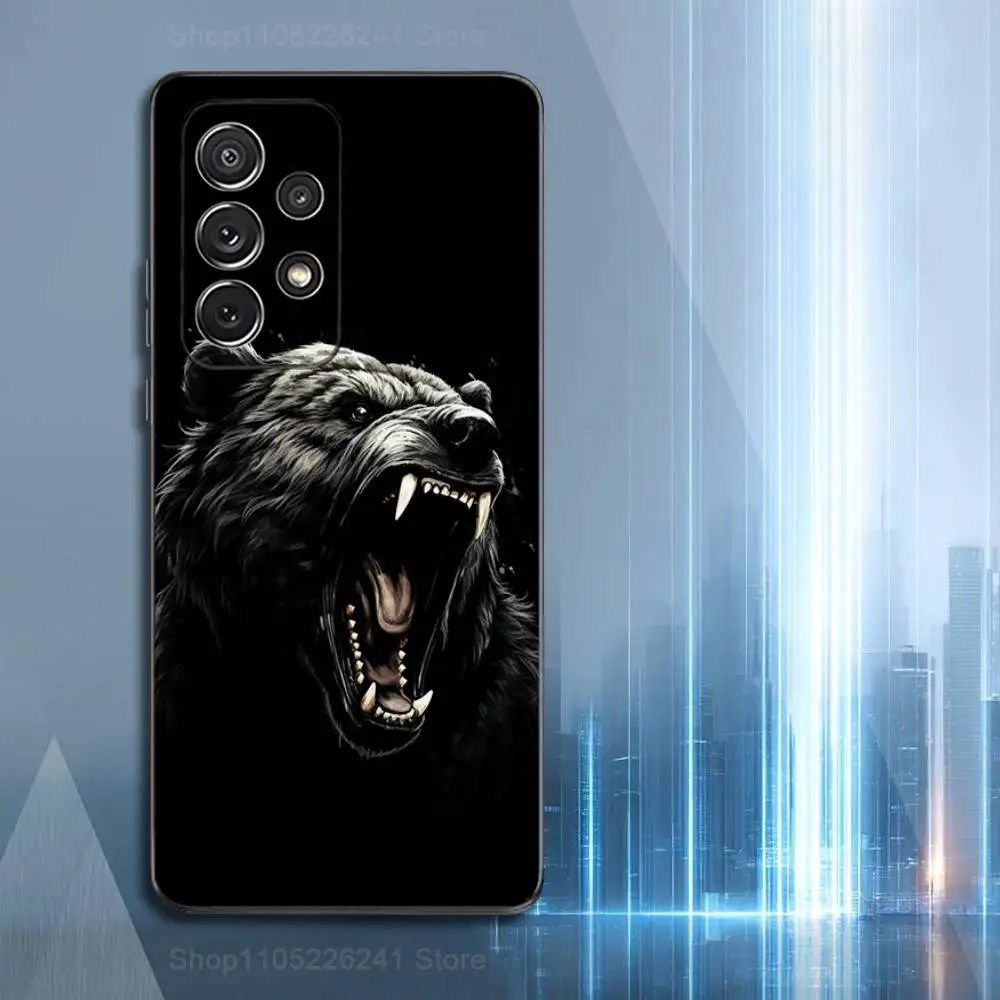 Animal Bear Ferocious Phone Case For Samsung S9,S10,S20,S10,S21,S25,S24,S23,Ultra,FE,Plus,Lite,Soft Silicone Black Cover