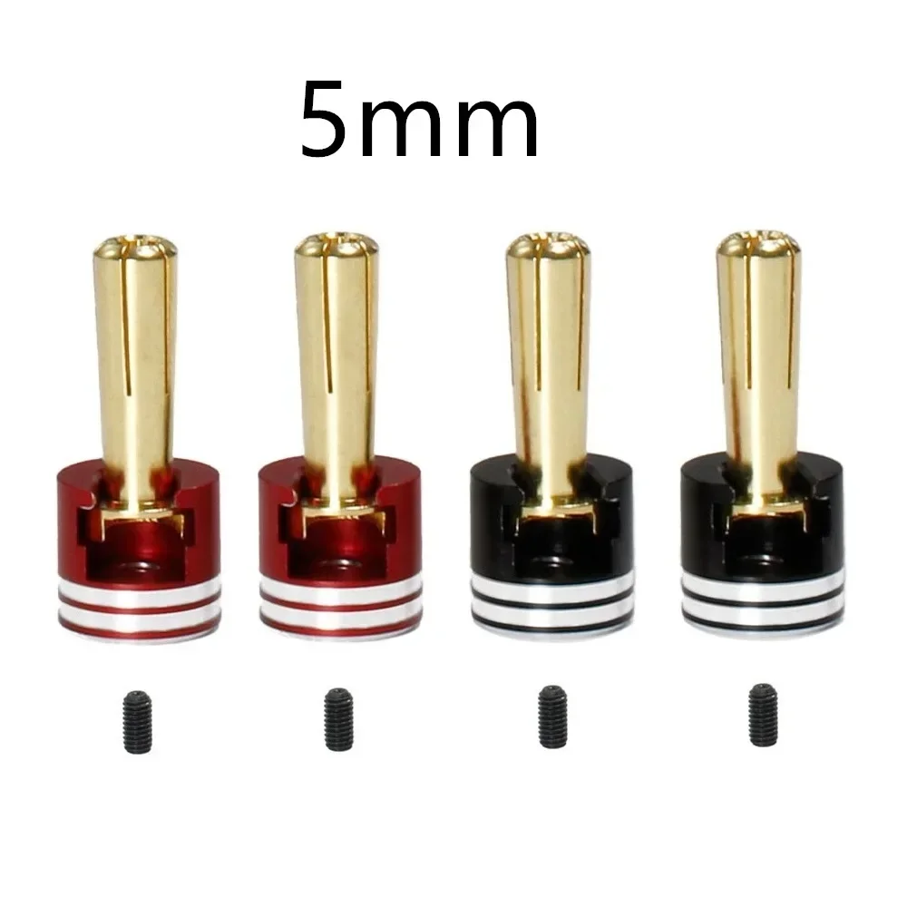 4pcs/set Welding-free Hard Shell Metal Heatsink Bullet Plugs & Grips 4mm/5mm Set for 1/10 Off-Road Truck RC Car Upgrade Parts