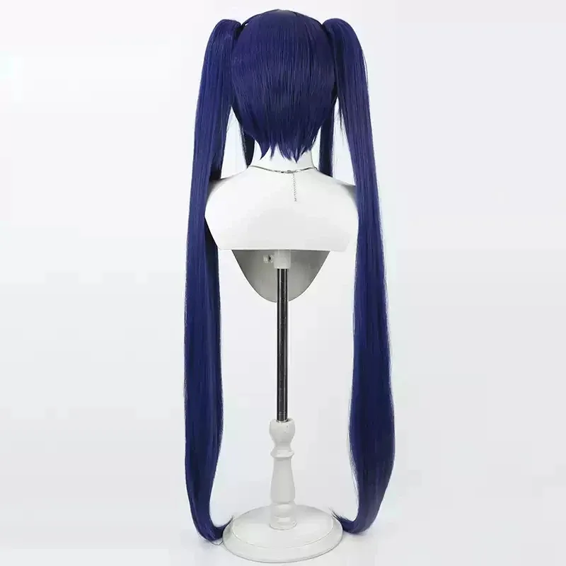 

CyNew Wendy Marvell Cosplay Wig Wendy Marvell Dark Blue Long Dual Horsetail Heat Resistant Synthetic Hair Party Wig