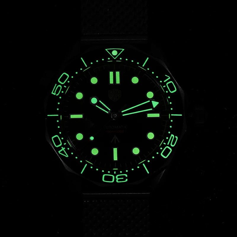 Watchdives WD007 Automatic Watch NH35 Movement 007 NTTD Wristwatch Domed Sapphire Crystal Solid Bracelet C3 luminous Watches