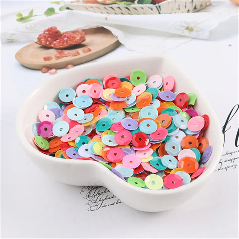 Lentejuelas de colores sólidos, Copa redonda de 6mm, Lentejuelas 3D, Paillettes, costura, artesanía de boda, prendas de vestir, accesorios de Lentejuelas, 720 Uds.