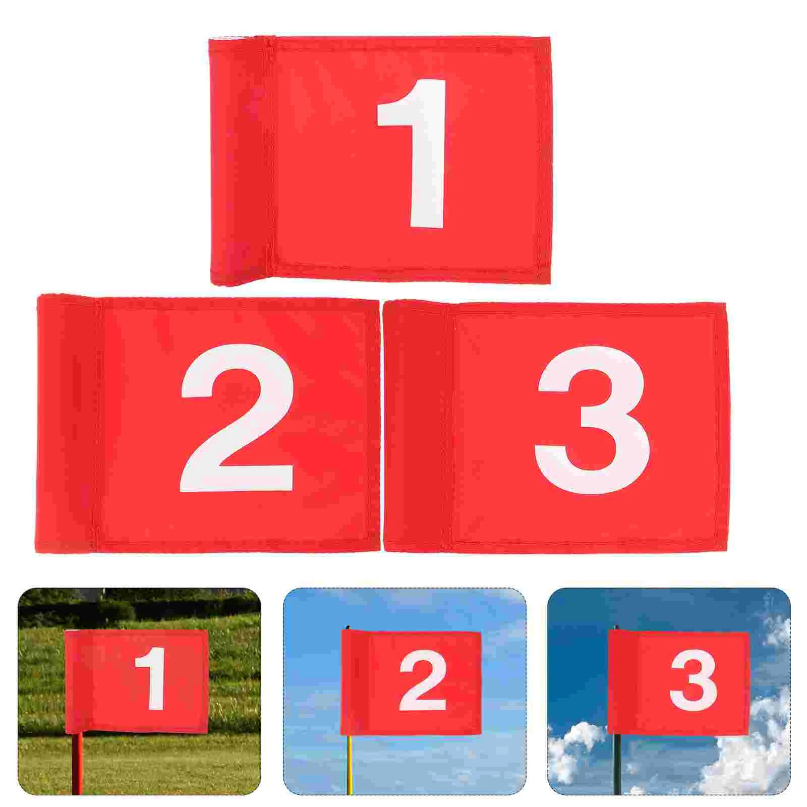 3 Pcs Golf Number Practice Flags Training for Golfing Outdoor Putting Small Golfs Bags Practical Ball