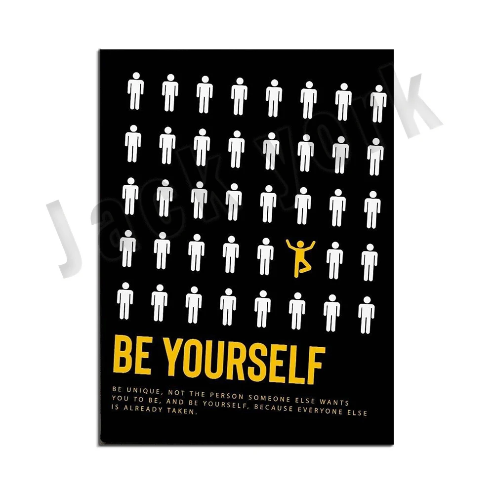Be yourself art is unique self love canvas be kind to yourself positive printable kids confidence poster be different quote sign