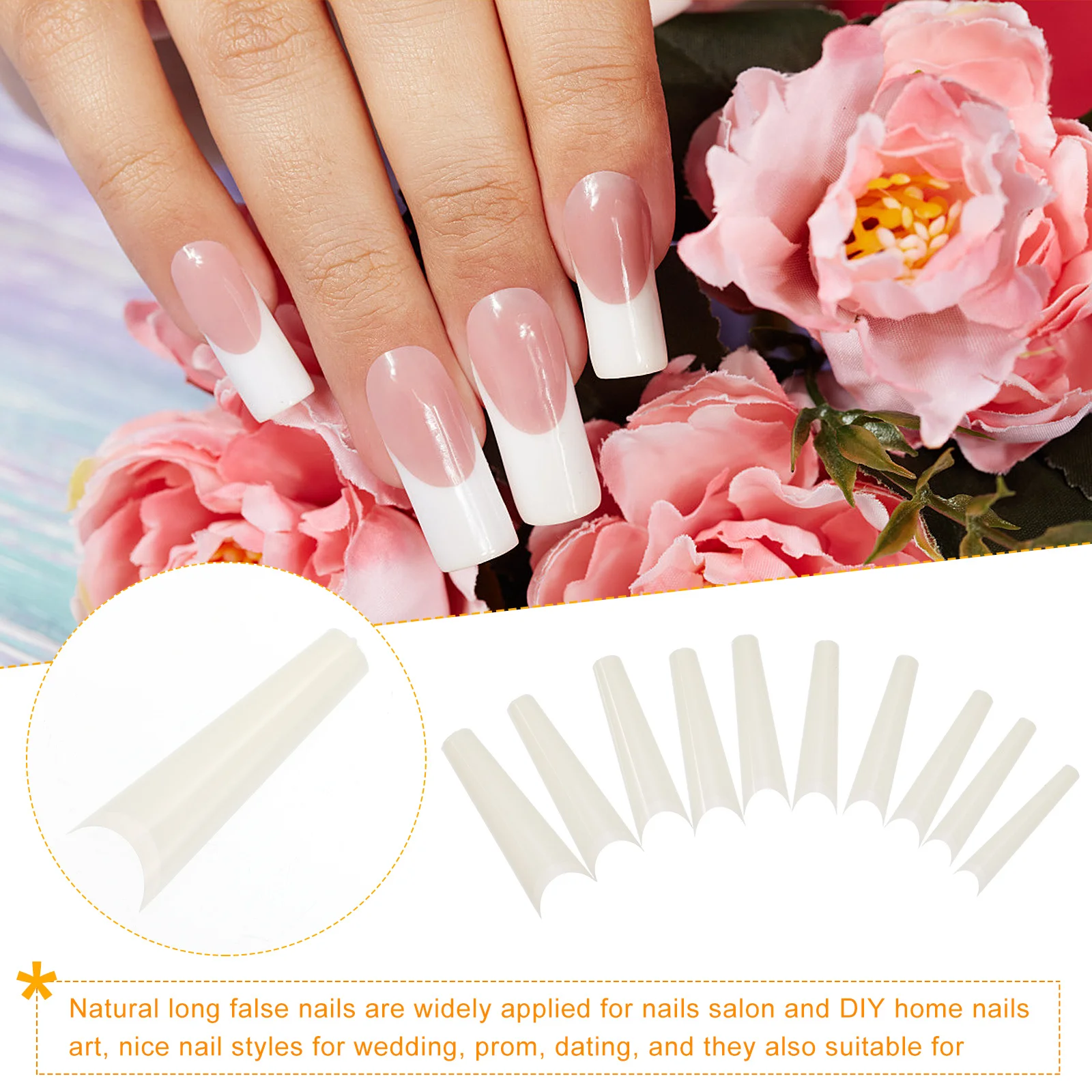 

500Pcs Fake Nail Tips Cowgirl Style Artificial Fingernails Full Cover Nail Pieces for Women Salon Home Manicure Prom Date Night