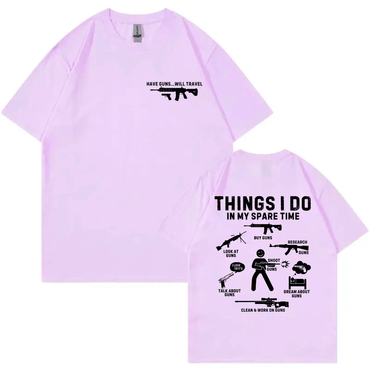 Things I Do in My Spare Time Funny Gun T-shirt High Quality Fashion Short Sleeve T-shirts Unisex Casual Loose Cotton T Shirts