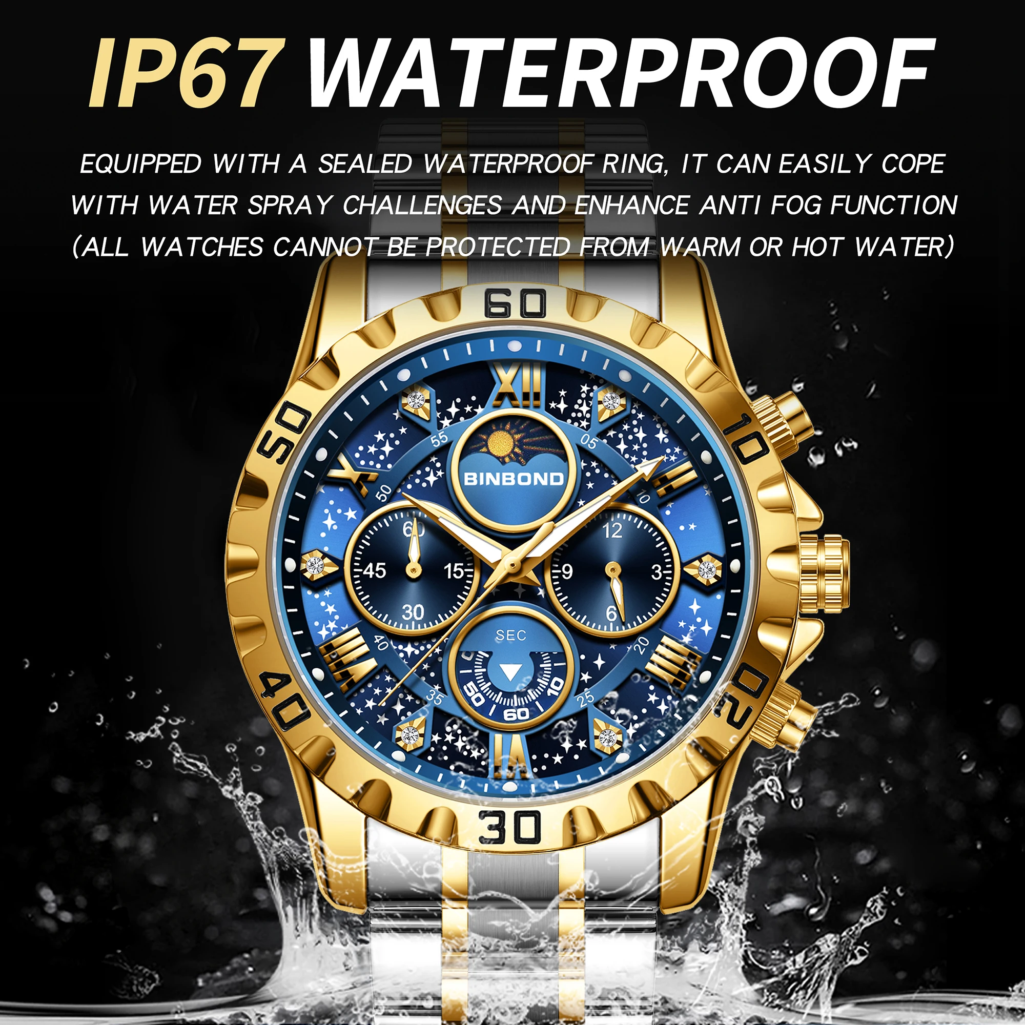 Men's Original Quartz Watch, Luminous Waterproof Chronograph