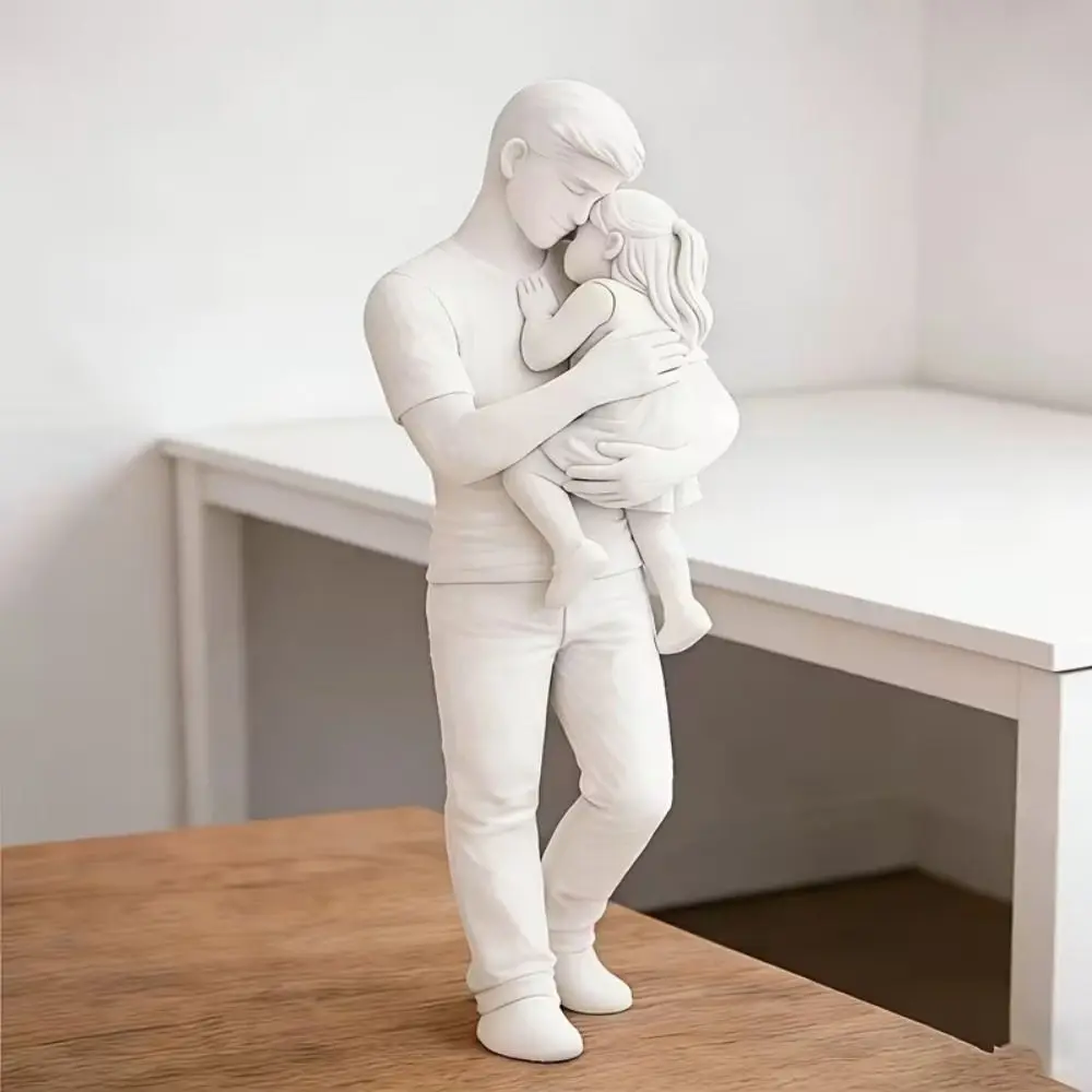 Gifts 3D Printed Father and Girl Statues Standing Creative Desktop Girl Figurine Cute Decoration Hug Kids Sculpture Crafts