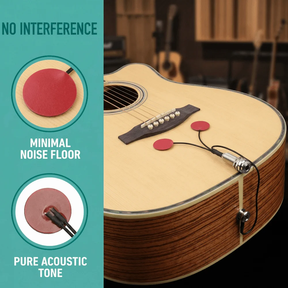 Adhesive Mounting​ Acoustic Guitar Pickup​ Compact ​Plug-and-Play​ ​Instrument Pickup​ ​1/4 Inch Jack​ ​Mini Transducer​