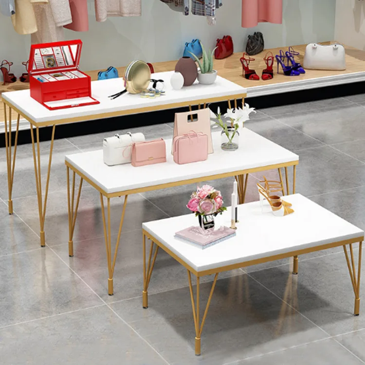 

creative shopping mall window island display rack assembly table display table clothing store length square height bag shoe rack