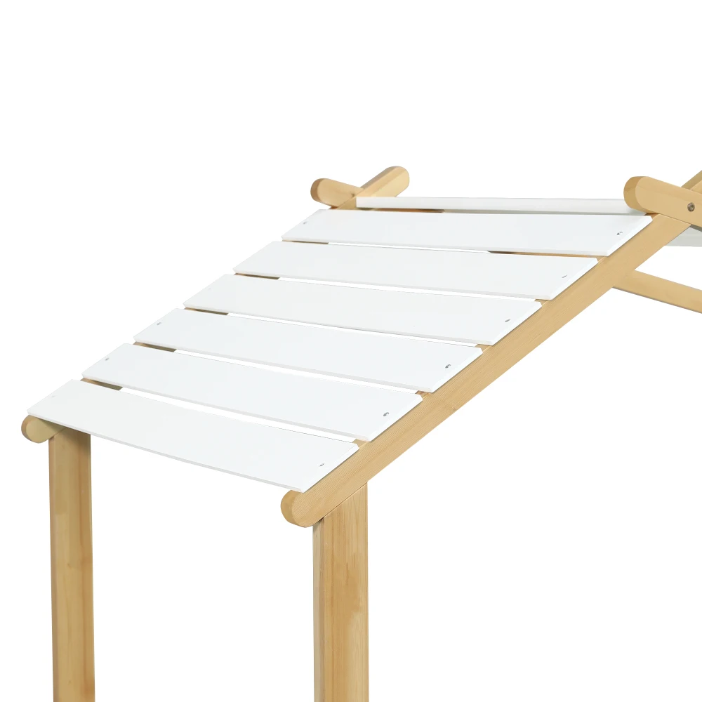 PINGGO Weißes Naturholz-Einzelbett 90x200cm Hausdesign Lattenrost Kiefer+Spanplatte+MDF Ohne Matratze – Detail 17