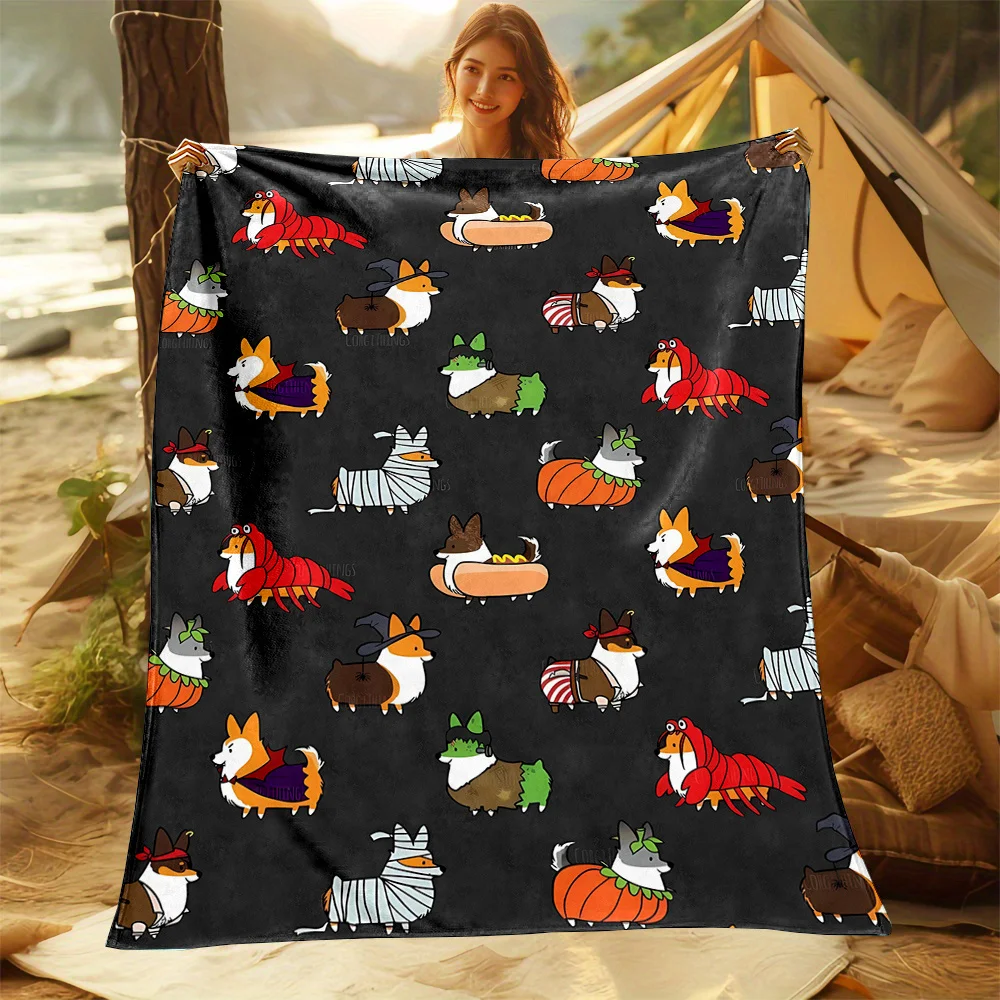 Corgi Cuteness Blanket Reversible Flannel Throw for Dog Lovers AllSeason Comfort Adorable Companion Gift