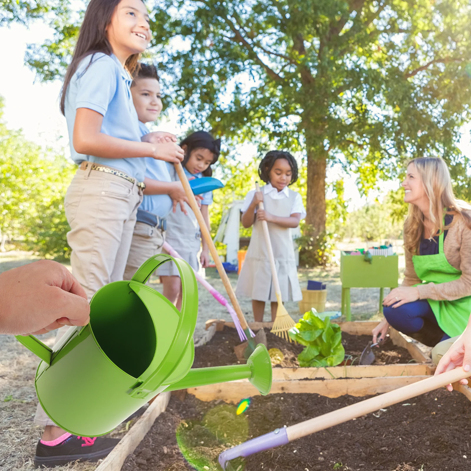 Kaleng Penyiram 5L Alat Berkebun Badan Besi Hijau Kapasitas Besar Penuangan Halus Ideal untuk Penyemprot Pot Bunga Tanaman