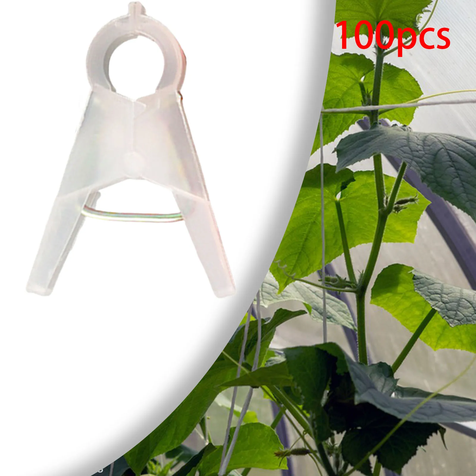Clips de soporte para plantas de jardín, enrejados verticales para plantas trepadoras, verduras, pepino, vid, invernadero, 100 piezas