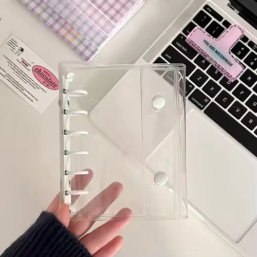 A7 Widening Double Button Transparent PVC Soft Cover Binder Cover Journal Sketchbook Accessories Diary Office Supplies - Image 15