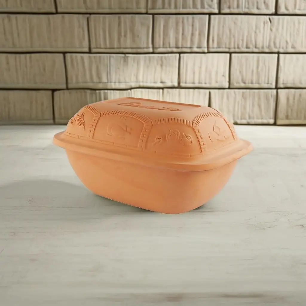 Eurita Clay Roaster, 7.2 Quart, Non-Stick Earthenware, Toxin-Free, Healthy Clay Pot Cooking, Versatile Cooking Dutch Oven, Digit