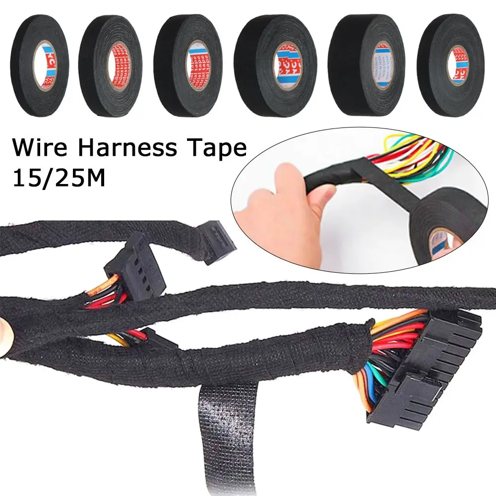 10/15/20 Meter Heat-Resistant Flame Retardant Tape Adhesive Tape For Car Cable Harness Wiring Loom Protection 9/15/19/25/32mm