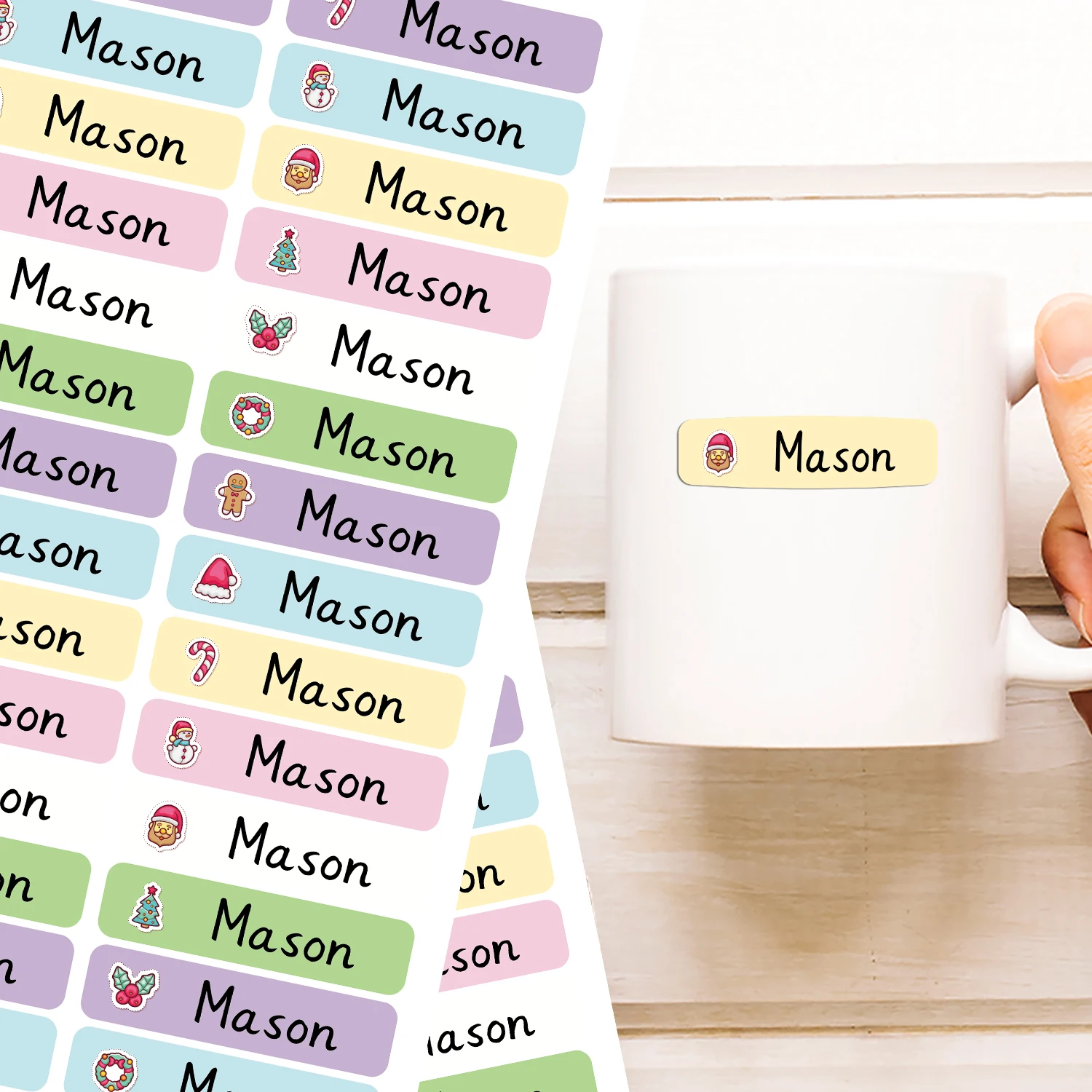 126/168pcs winter Custom Name Stickers Customized Tag School Supplies Textbook Label Cup Stickers Personal Office Supplies