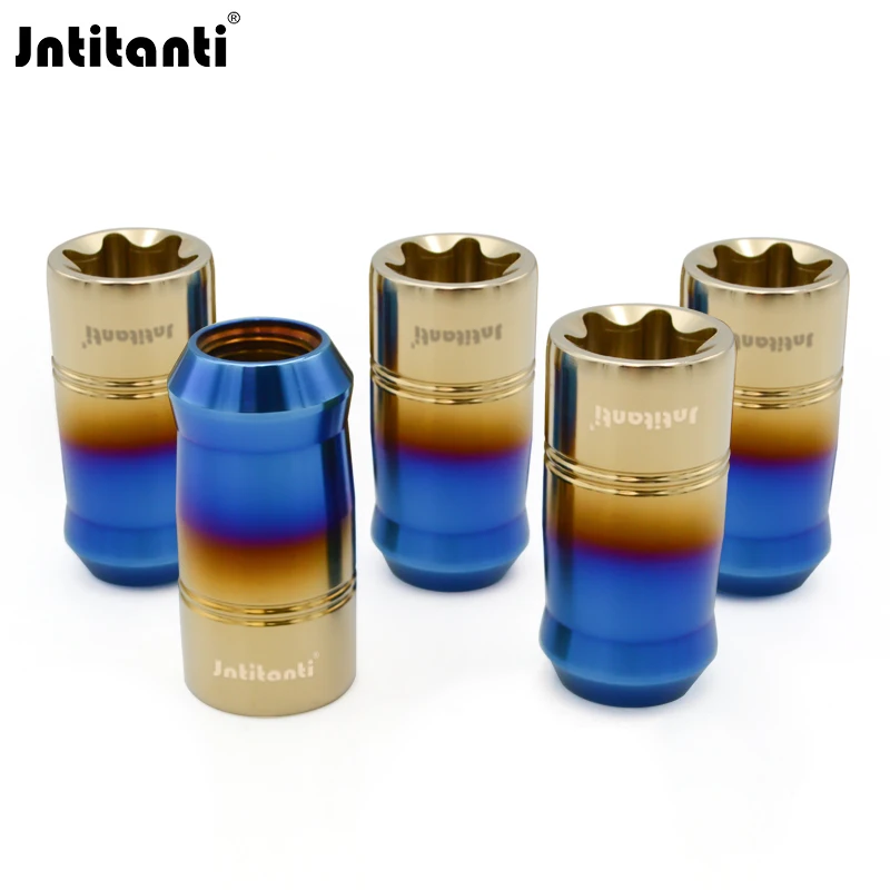 Jntitanti Gr5 Titanium Wheel Rim Lug Nut Screw Close End M12/M14x1.25/1.5x45mm Torx with a Key High Quality