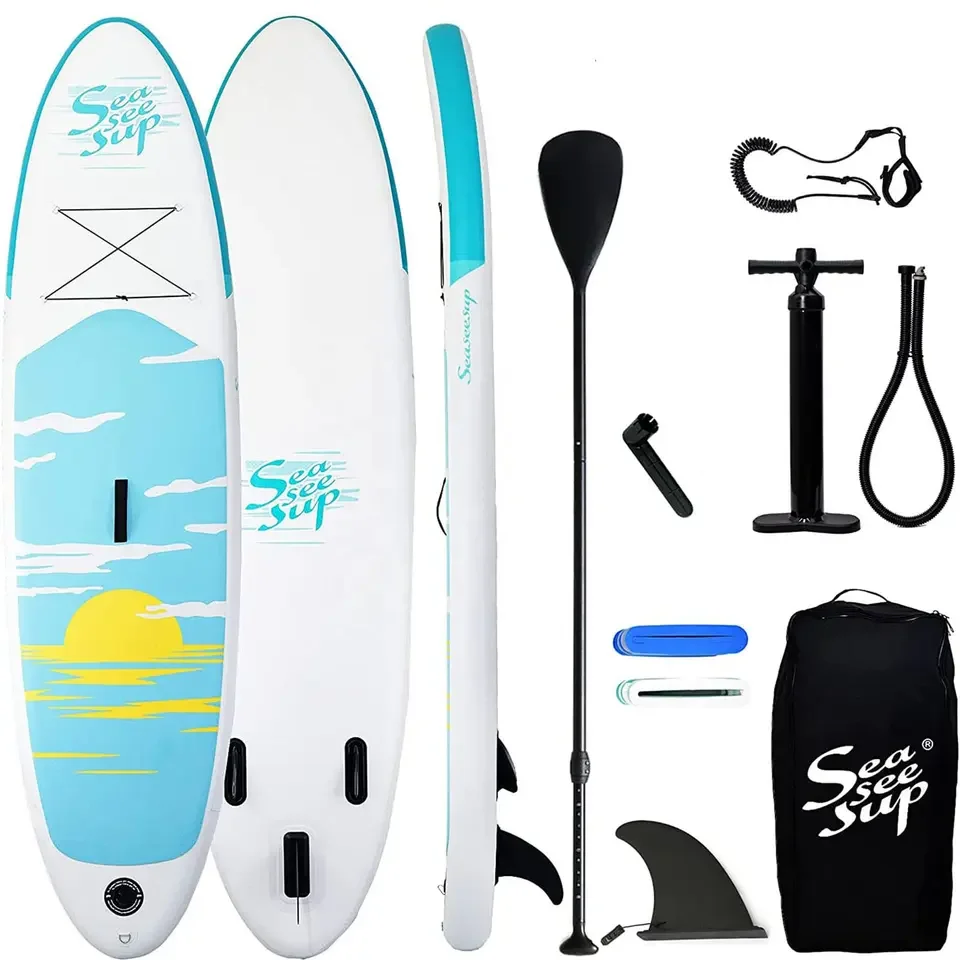 China manufacturer sup board new design paddle boards drop shipping inflatable board sup Sunny Beach Blue White sup yoga iSUP