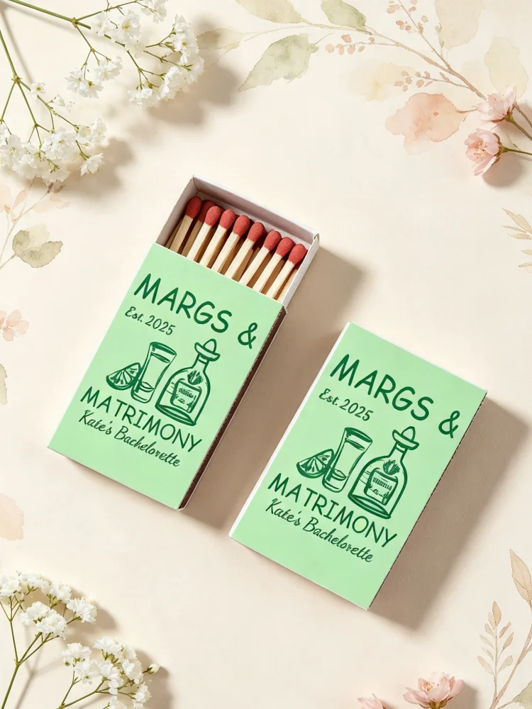 Personalized Custom Beach Bachelorette Matchboxes Bulk Bride Tribe Party Favors French Italian Aesthetic Wedding Guest Keepsake