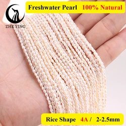 Zhe Ying New 4A Freshwater Pearl Beads Natural Rice Shape Loose Pearl Beads for Jewelry Making Bracelet Necklace DIY Accessories