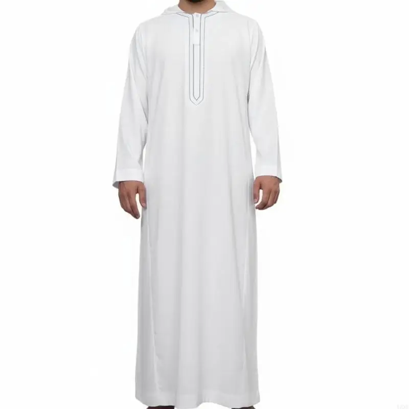 Y3NE Abito culturale musulmano sostenibile Abito lungo da uomo Tessuto traspirante naturale Facile manutenzione Abbigliamento