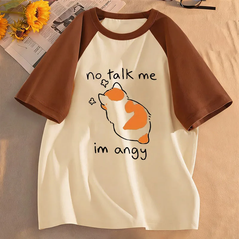 Cartoon Angry Cat Graphic Kids Tshirts Summer Short Sleeve Tees Boys Girls Clothes Kawaii Kitten Tops Y2K Children T-shirt