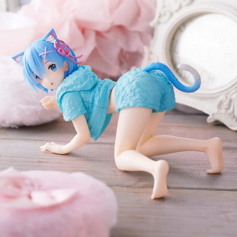 Re: Zero Kara Hajimeru Isekai Seikatsu Rem Koolhaas Crawling Cat Kawaii Figure Peripheral Ornaments Sexy Model Toy Gift