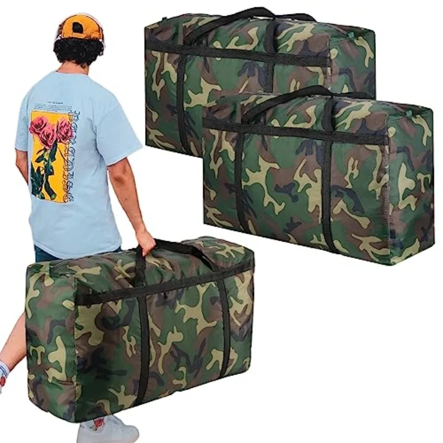 

Camouflage Extra Large Moving Bags Heavy Duty Storage Bags 600D Oxford Cloth Wrap Around Handles Double Zipper Waterproof Reusa
