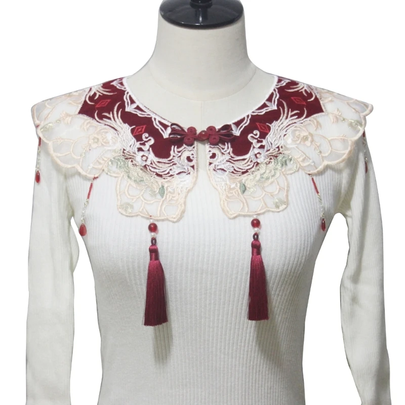 Girl Embroidered False Collar Chinese Ancient Costume Dress Applique Collar