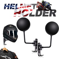 Wall Mount Motorcycle Helmet Holder 180°Rotation Football Bicycle Helmet Rack Helmet Display Hanger Stand for Caps With 2 Hooks