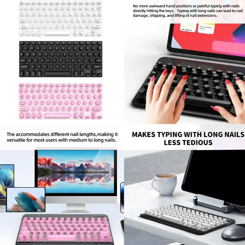 C90F Silicone -toetsenborden bedekken voor nagels verhoogde keycaps Ergonomische typing manicure protecties antidust