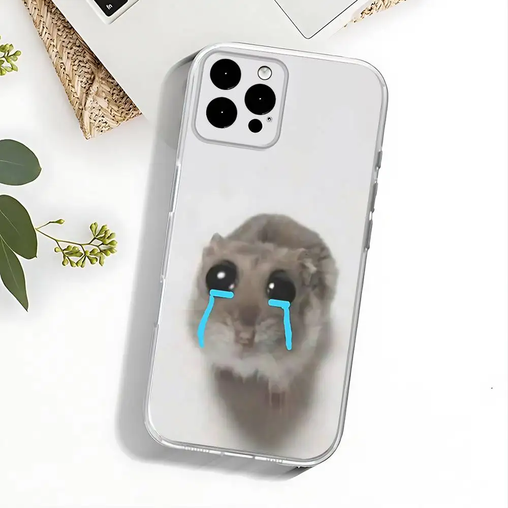 حافظة هاتف Sad Hamster Meme لهاتف iPhone 17,16,15,14,13,12,11 Pro,Max,Plus,X,XS,XR,SE4,E غطاء ناعم شفاف صغير #2