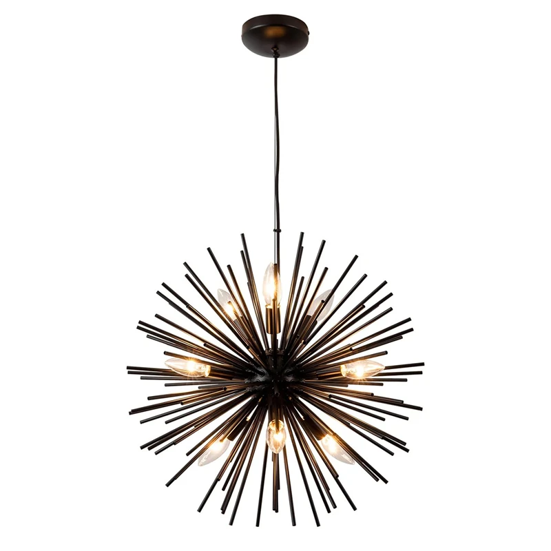 

Modern Gold Black Sputnik Chandeliers Starburst Firework Ceiling Mounted Pendant Light fixtures for Bedroom Living Room Kitchen