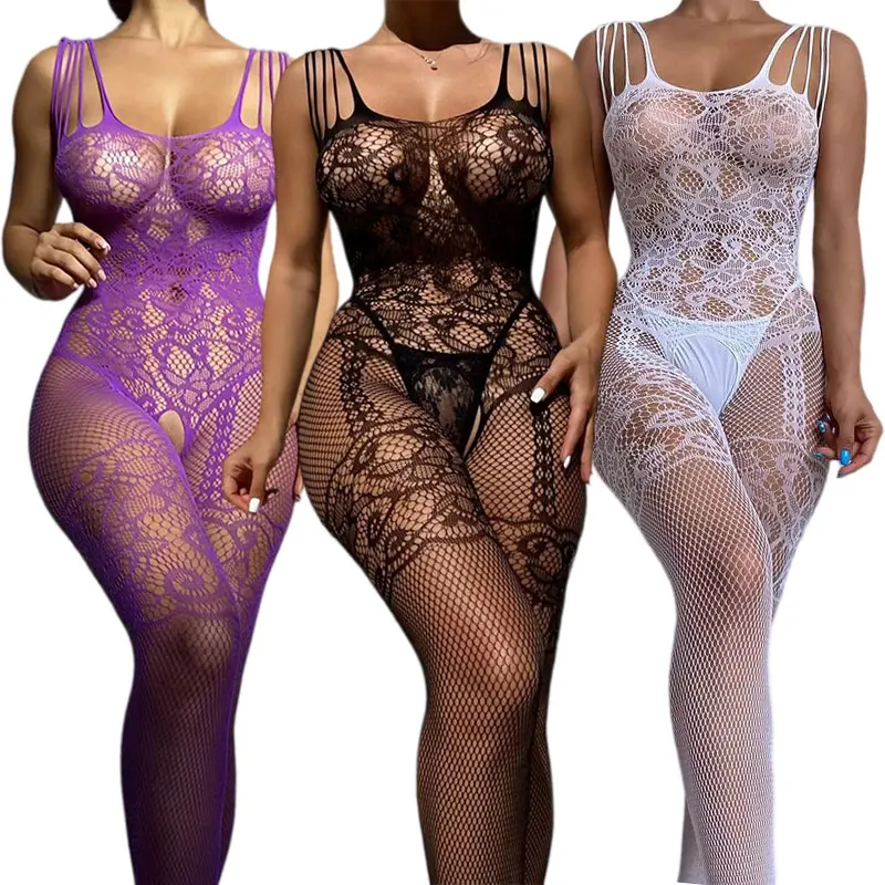Lencería Sexy para Mujer, Transparente, de Cuerpo Entero, Pijama de Una Pieza, Sujetador de Rejilla, Abertura en la Entrepierna, Ropa Interior Exótica
