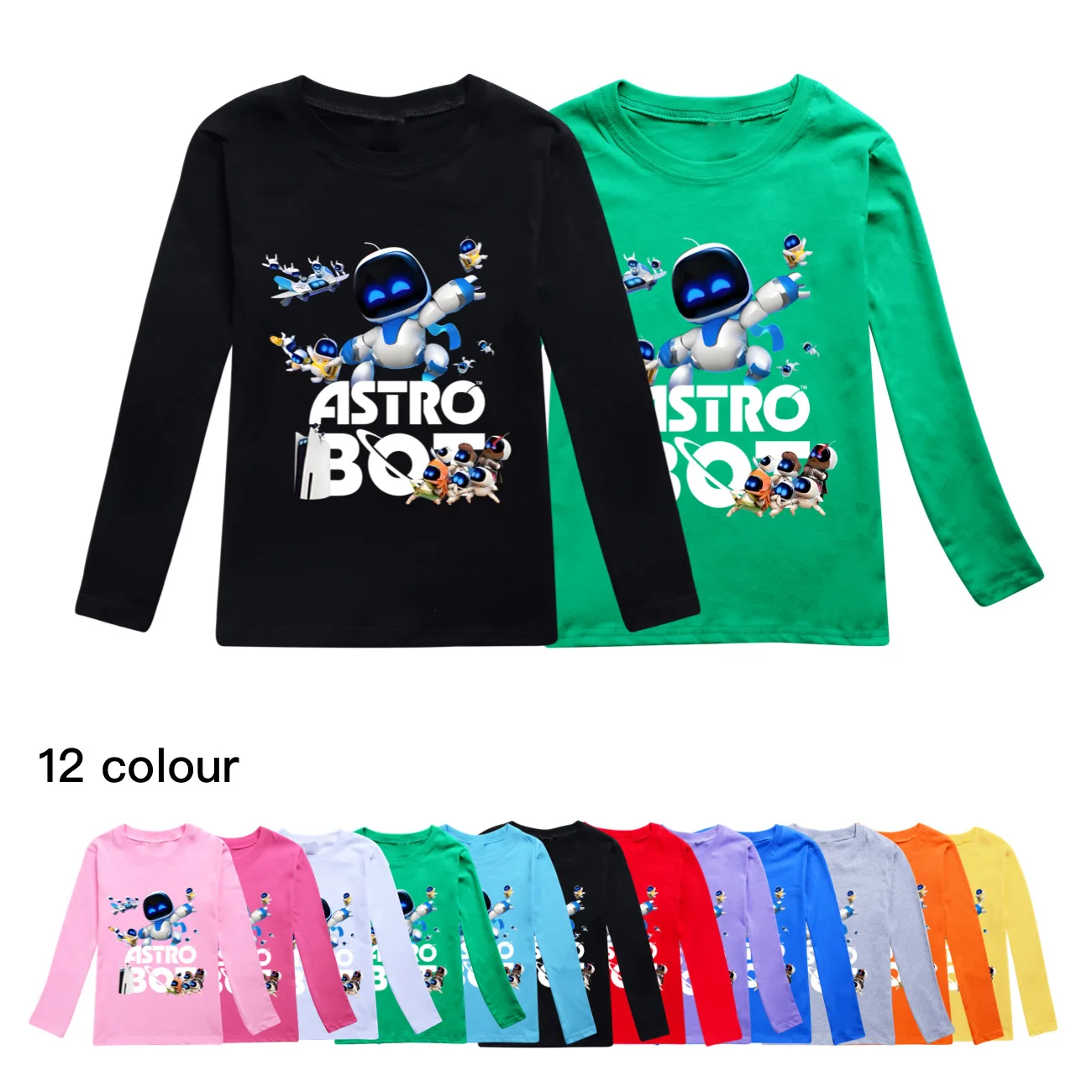 Game Astro Bot T Shirt Kids ASTROBOT Playroom Spring Cotton T-shirt Boys Basic Long Sleeve Tops Toddler Girls Pullover TShirt