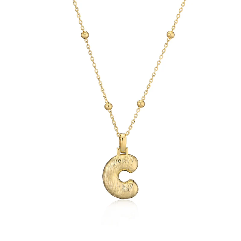 HECHENG,Lightweight Chunky Initial Necklace for Women Stainless Steel Link Alphabet Letter Pendant Necklaces Collar