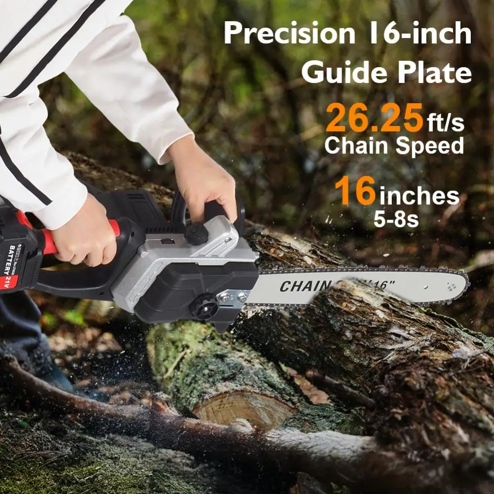 Electric Chainsaw, One-piece Guide Plate 16 Inch Cordless Chainsaw, Brushless Motor Electric Chain Saw For Tree Felling, Pruning