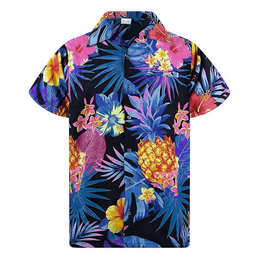 

3D Pineapple Printed Shirt for Women Blouseprint Beach Wear Men Shirts Short Sleeve Summer Button up Oversized Men Shirts Top