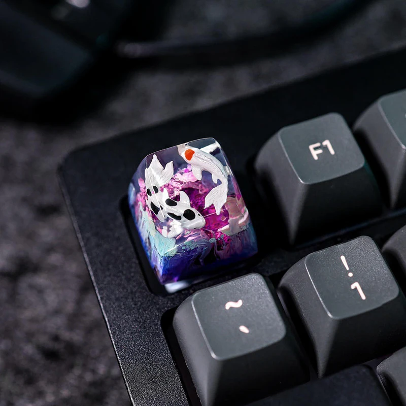 Organism Resin Keycap Creactive Art Keyboard Decoration Aquarium Fish Figure Theme 3D Landscape Replaceable Keyboard Keys