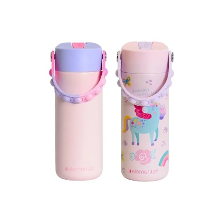 100% Leak Proof When Spout is Closed Insulated Water Bottle, Stainless Steel Bottle for School with Straw Lid and Pop-It Handle