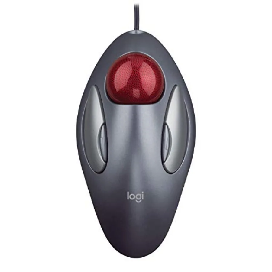 Trackman Marble Trackball Mouse Wired USB Ergonomic Mouse for Computers with 4 Programmable Buttons Dark Gray