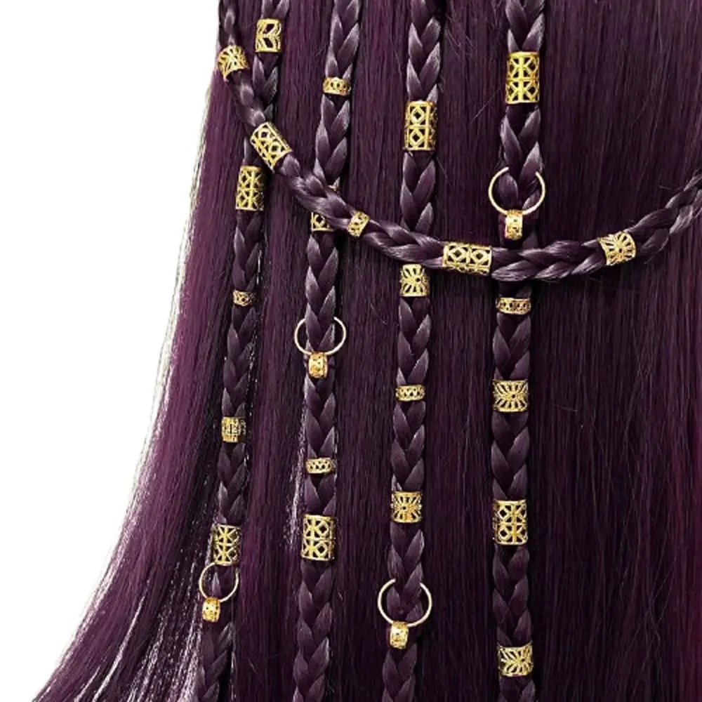 80pcs Dread Locks Hollow Out Hair Ring Hair Braiding Gold and Silver Dreadlocks Beads Multi Style DIY Hair Braid Tubes