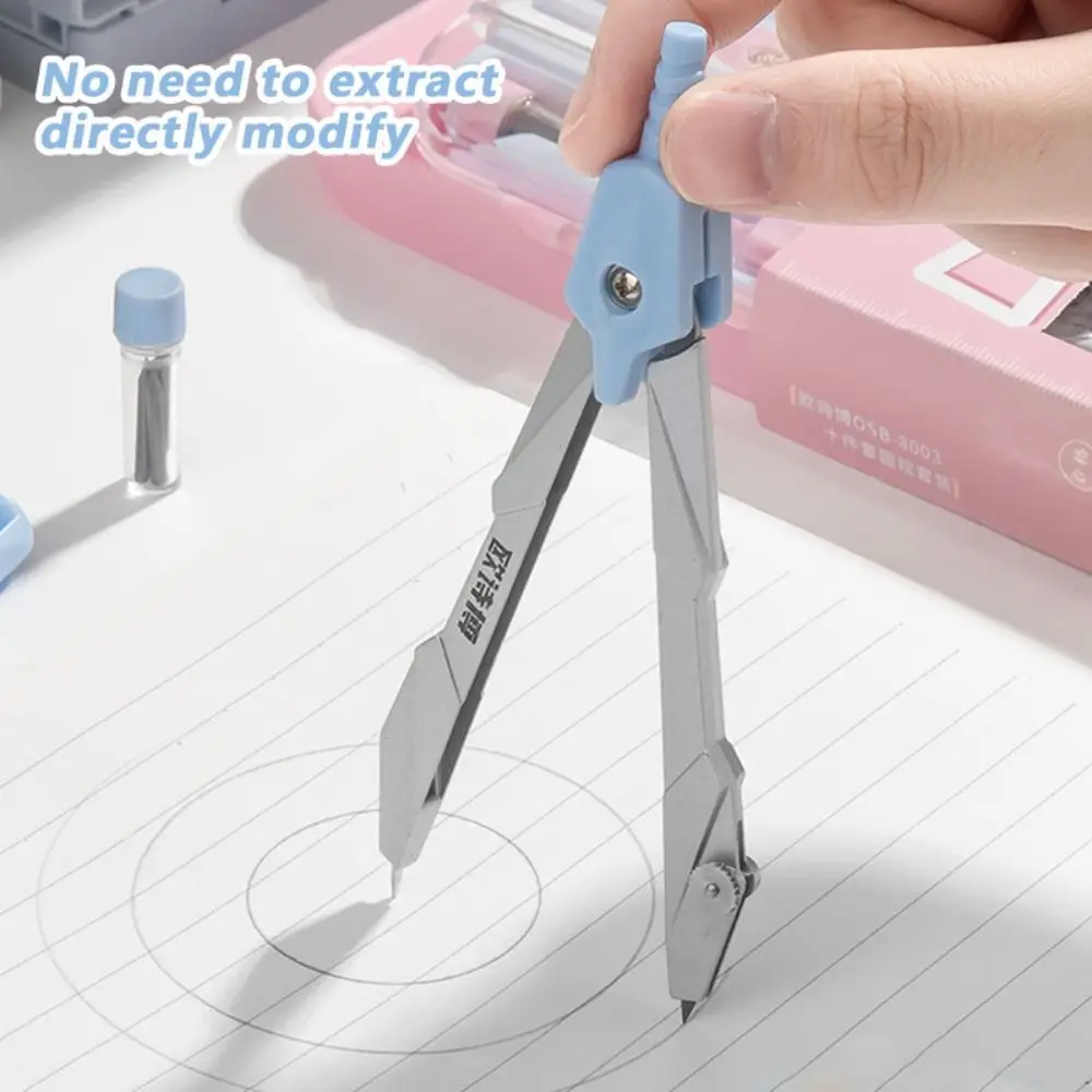 9PCS/Set Plastic Ruler Compasses Set Propelling Pencil Photochromic Protractor Eraser Set Square Stationery Ruler Set Gift