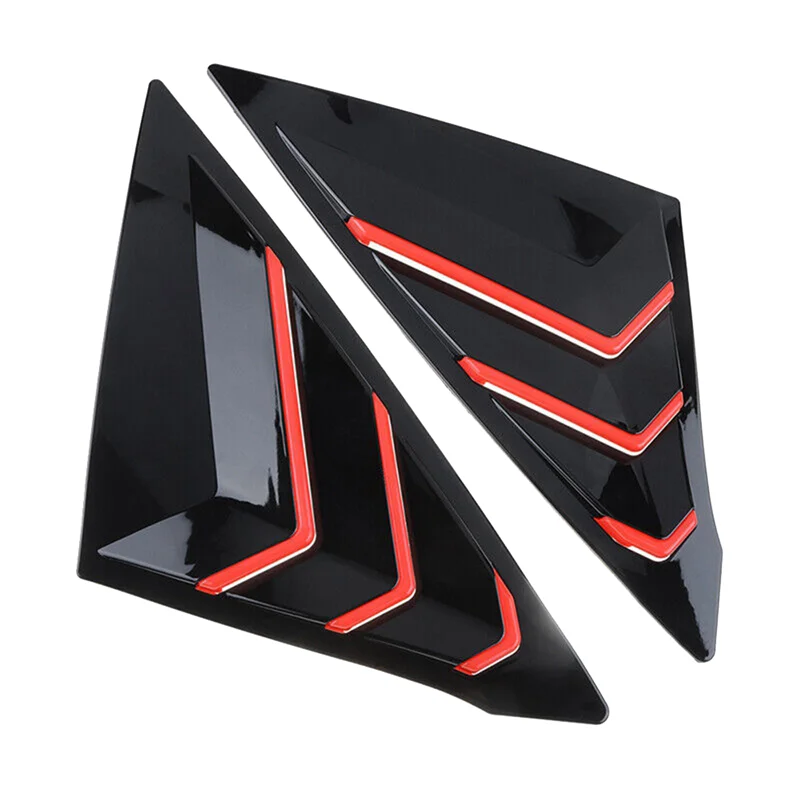 X59A_For Honda Civic 2022 2023 ซีดานด้านหลัง Vent Quarter หน้าต่างบานเกล็ดชัตเตอร์ฝาครอบ GLOSS สีดํา + สีแดง