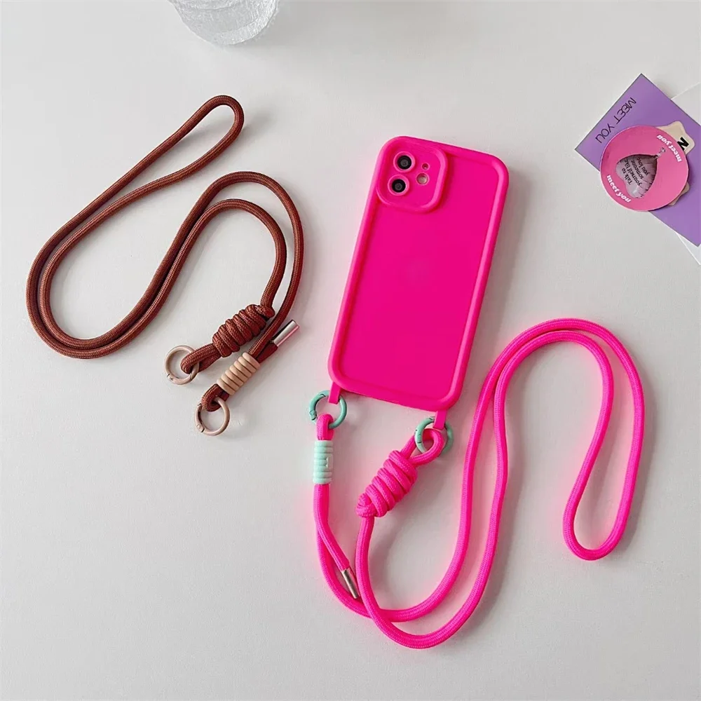 قابل للتعديل Coloful Crossbody الحبل الكتف الأشرطة المفاتيح حلقة رئيسية حبل مضفر هدايا للنساء الرجال ملحقات الهاتف المحمول
