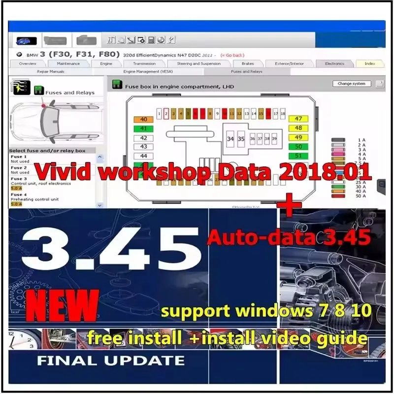 Nuevo Autodata 3,45 + datos de taller Vivid automotriz 2018.01(Atris-Technik) Software de catálogo de piezas para diagrama de cableado de automóviles europeos