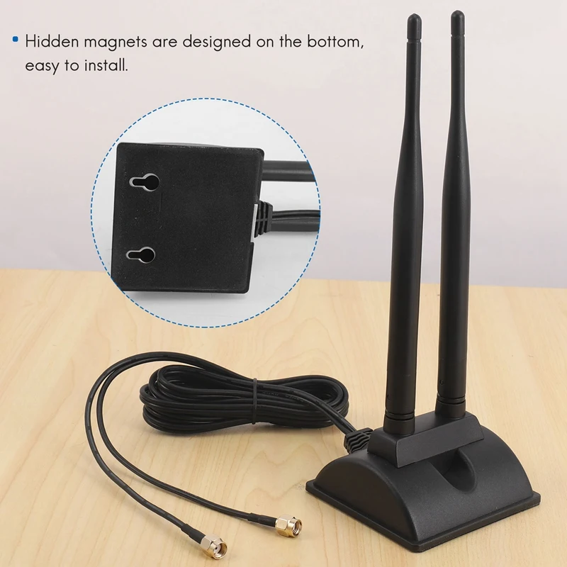 2.4G/5G Dual-Band Antenna With 6.5Ft Extension Cable 6DB Magnetic Base Wireless Network Card WIFI SMA Antenna