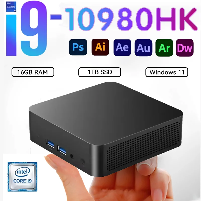 NEW Intel Core I9 10980HK 32GB RAM 1/2TB SSD Bluetooth 5.2 WiFi6 1000M Ethernet Windows 11 Gaming Office Intel I9 Mini PC