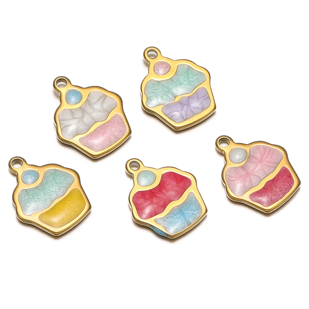

20Pcs/Lot Colorful Enamel Ice Cream Charms Stainless Steel Necklace Pendants for DIY Jewelry Making Bracelet Earrings Components